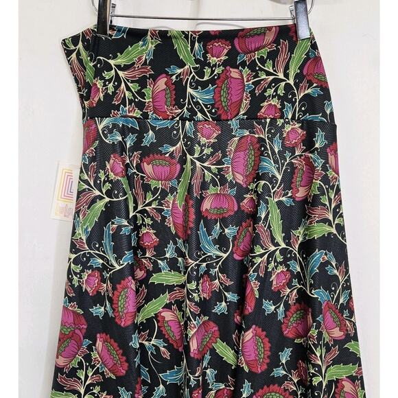 Lularoe Azure Floral Print Slinky Knee Length Pyll On A-Line Skirt Large NWT - Picture 5 of 9